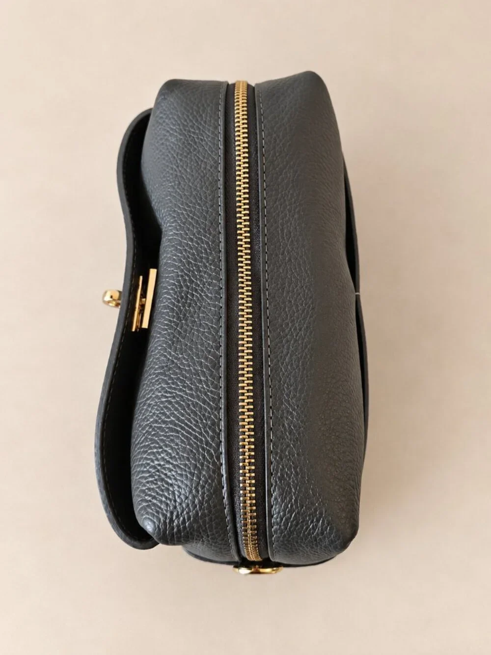 Grey Genuine Leather Crossbody Bag, Italian Leather Shoulder Bag